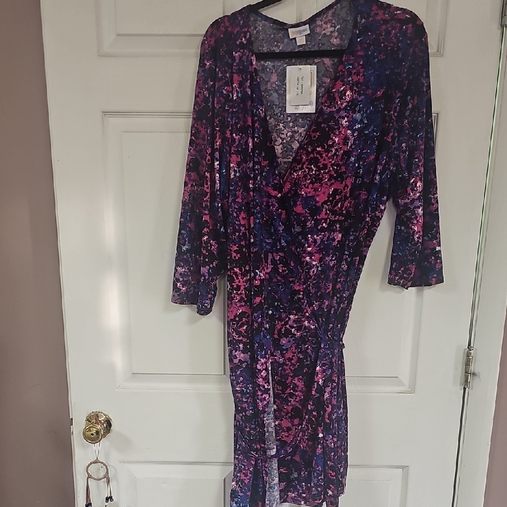 LuLaRoe Long Sleeve Dress - Pink and Blue Floral